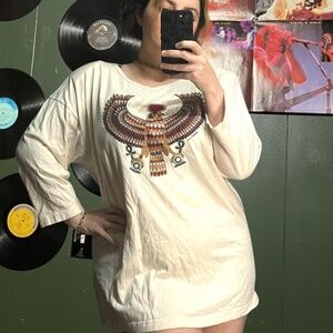 Vintage 90s white Cherokee long sleeve shirt with a Native American graphic